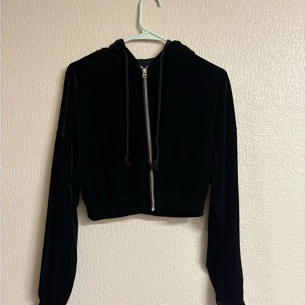 H&M Black Velvet Divided Hoodie - Picture 1 of 3